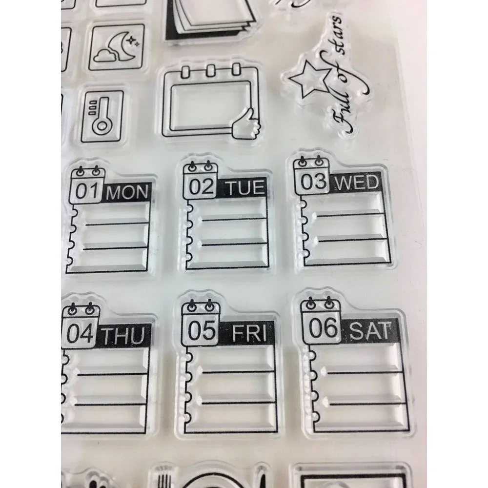 Daily Planner Stamp Kit Weather Activities Tracking 31 pc for Journals Diary mq
